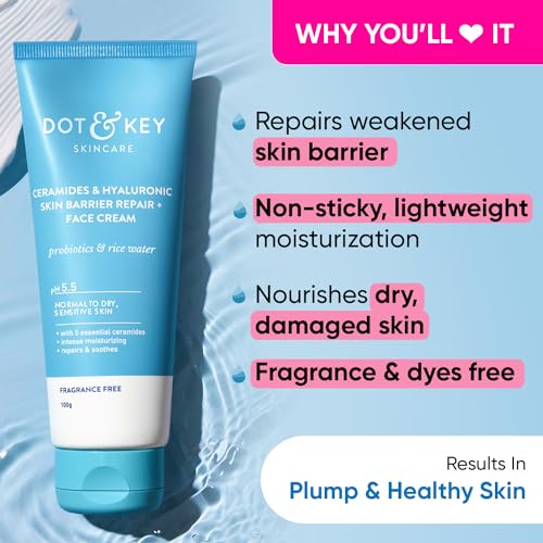 Dot & Key Ceramides Moisturizer with Hyaluronic for Intense Moisturizing and Skin Strengthening | With Probiotic & Rice Water I Barrier Repair... - Image 3