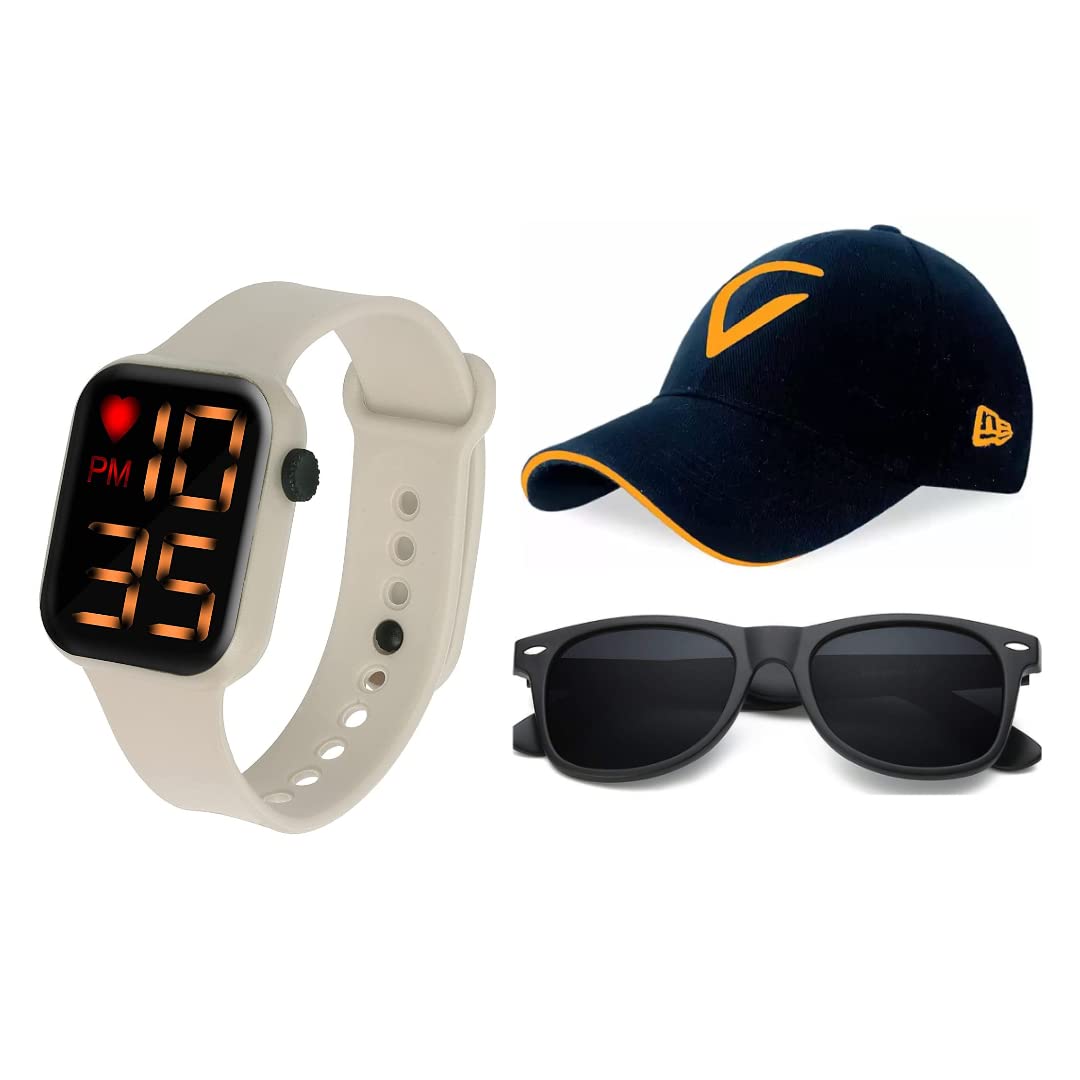 UNEQUETREND Digital Sports Watch, Multi-Functional Watch for Boys & Men with Cap and Goggle, Combo Pack of 3-WCS-2641- White (B09SKYTWJQ) Amazon Price History, Amazon Price Tracker