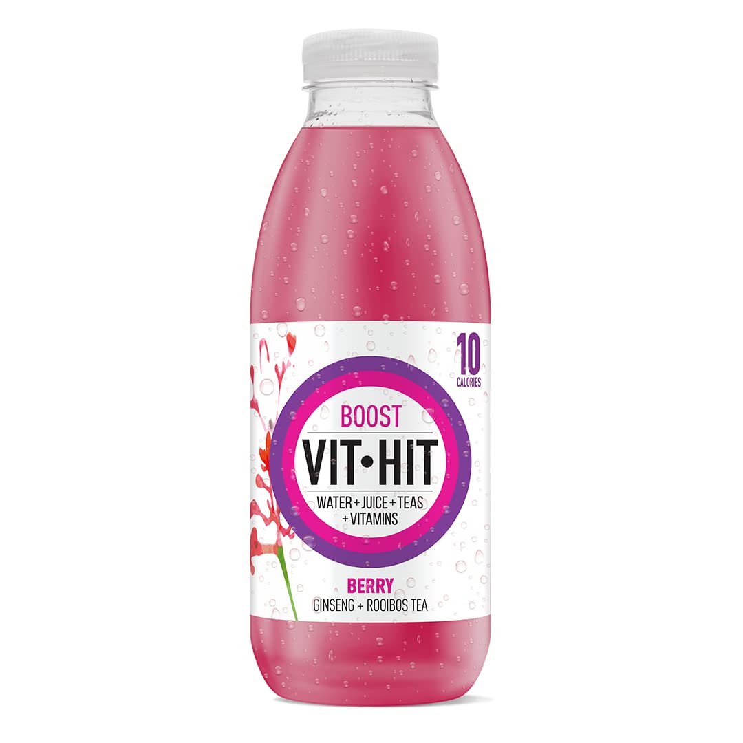 VIT HIT Boost 12 x Berry + Ginseng + Rooibos Tea Vegan, Low Sugar