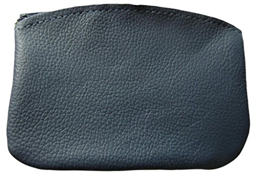 North Star Men's Large Leather Zippered Coin Pouch Change Holder 5 X 3.5 X 0.25 Inches Navy
