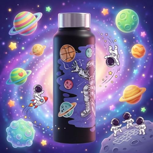 Image of VOIK Stainless Steel Printed Water Bottle 1000ml with UV Astronaut Print | Leakproof Water Bottle for Kids, Office, School, Gym, Sports & Travel | BPA Free, Rust Resistant, Reusable