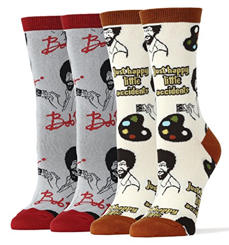 Oooh Yeah Women's Novelty Crew Socks, Funny Socks for Bob Ross, Holiday Socks, Christmas Socks, Crazy Socks