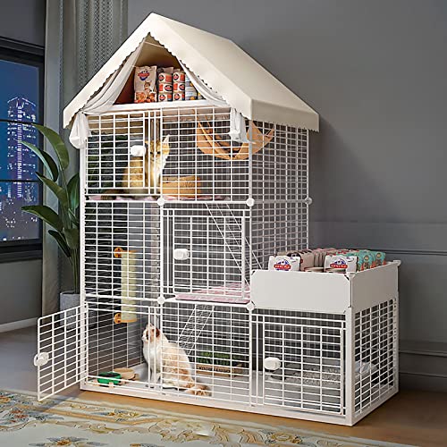 大型屋内 - 屋外猫用囲い 猫用プレイペン 猫用犬小屋 ペット用プレイペン 小動物用ケージ - 小動物の子犬、子猫、ウサギ用(137x47x167cm)