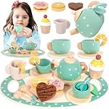 🍋🍋JEU DE THÉ: Cet adorable Service à Thé Jouet en Bois est conçu pour le jeu de simulation, où les enfants peuvent organiser un goûter, inviter leurs amis et leur famille, apprendre l'étiquette de la cérémonie du thé et développer leurs compétences d'interaction sociale et de communication.