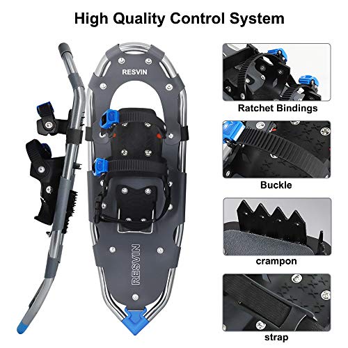 RESVIN Snow Shoes, Lightweight Aluminum Snowshoes for Men and Women, Adjustable Bindings Snowshoes with Carry Bag, 25" - Thumbnail 5