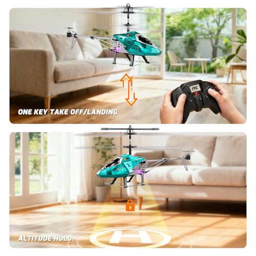 Image of XIKOTEC Remote Control Helicopter, RC Helicopter Toy for Kids, 2.4GHz RC Plane with LED Lights, RC Flying Toy, Easy to Fly Indoor /Outdoor, Gifts Toys for Kids Beginners 8+ (Blue)