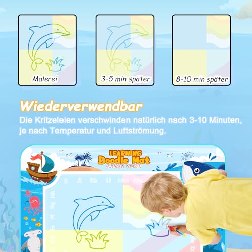 chellago Spielzeug Kinderspielzeug ab 1, 2, 3 Jahren - Malmatte mit Wasserstift, Aqua Magic Doodle Painting Mat Geschenk zum Geburtstag oder als Belohnung für Mädchen und Jungen von 1, 2, 3 Jahren