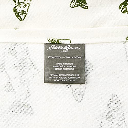 Image of Eddie Bauer - Flannel Sheets Queen Size, Anti-Pilling & Wrinkle Resistant Cotton, Touchably Soft for All-Season Comfort - Bed Sheets with Matching Pillowcases & Fitted Sheet (School of Fish Green)
