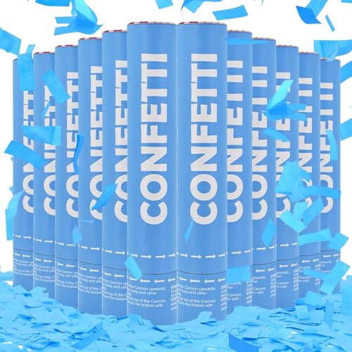 Confetti Cannon Blue Biodegradable Confetti Poppers 12Pack Party Poppers Confetti Shooters Blue Sticks for Wedding Graduation Engagement Anniversary Bridal Shower Valentines Day Birthday