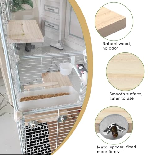 Image of kathson 12 Pcs Wooden Bird Cage Platform Flat Birds Perch Stand Rectangle Parrot Perch with Washers for Bird Paw Grinding Cockatiel Cage Accessories for Parrot, Budgies, Conure, Lovebirds