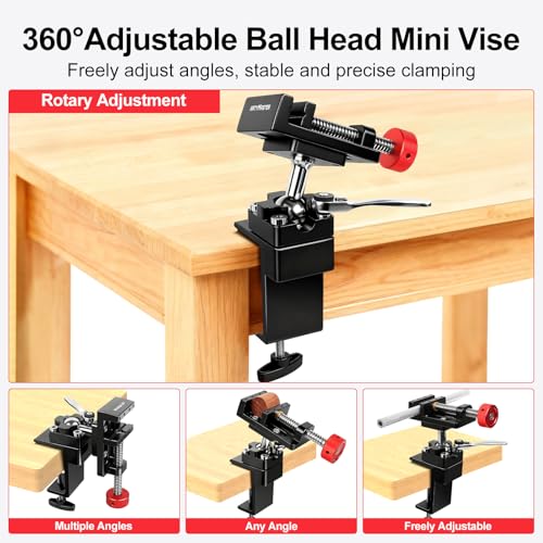 Image of ArtyMaster 360 Rotating Mini Bench Vise with Quick-Release Ratchet Wrench, 2.48 inch General-Purpose Table Vise for Woodworking, Metalworking, Modeling, Mini Vice Clamp for Small Projects WT104C