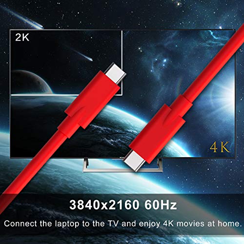 Image of USB C to USB C 3.1 Gen 2 Cable with 100W PD,10Gbps Data Transfer 5A Fast Charging Type C to C Cord Compatible with Smartphone, Tablet, Laptop - Red, 3.3Ft