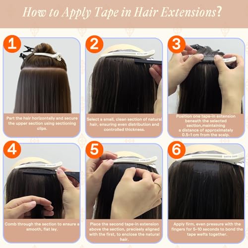 Image of Full Shine Human Hair Tape in Extensions, Medium Brown Honey Blonde 22 Inch | 100g 40PCS, Seamless Tape in Human Hair Extensions, Invisible Brazilian Style Full Ends Party Styling Soft Movement