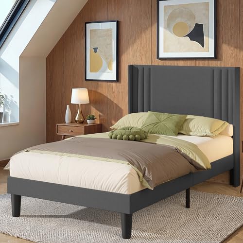 Blishom Letto imbottito 120 x 200 cm, con testiera e rete a doghe, robusto letto in tessuto per...