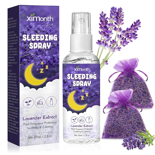 Espray de Lavanda para Almohadas con Aceite Orgánico y Bolsa Perfumada para Dormir, Descansar, Mejor Sueño, Relajación, Fragancia