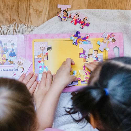 Image of Melissa & Doug Take-Along Magnetic Jigsaw Puzzle Set - Princesses (2 x 15 Piece) Travel Activity Toy for Preschoolers and Kids Ages 3+
