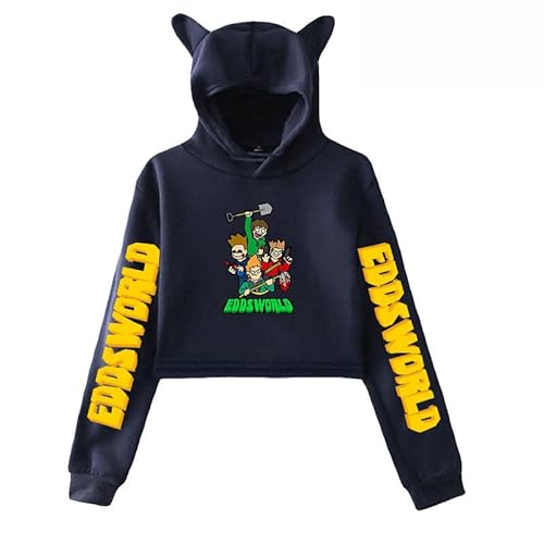 East-hai-buy Eddsworld Imprimé Sweats À Capuche Courts Garçons Filles À Manches Longues Pull À Capuche Hauts Courts Adolescents Décontracté Streetwear Cover