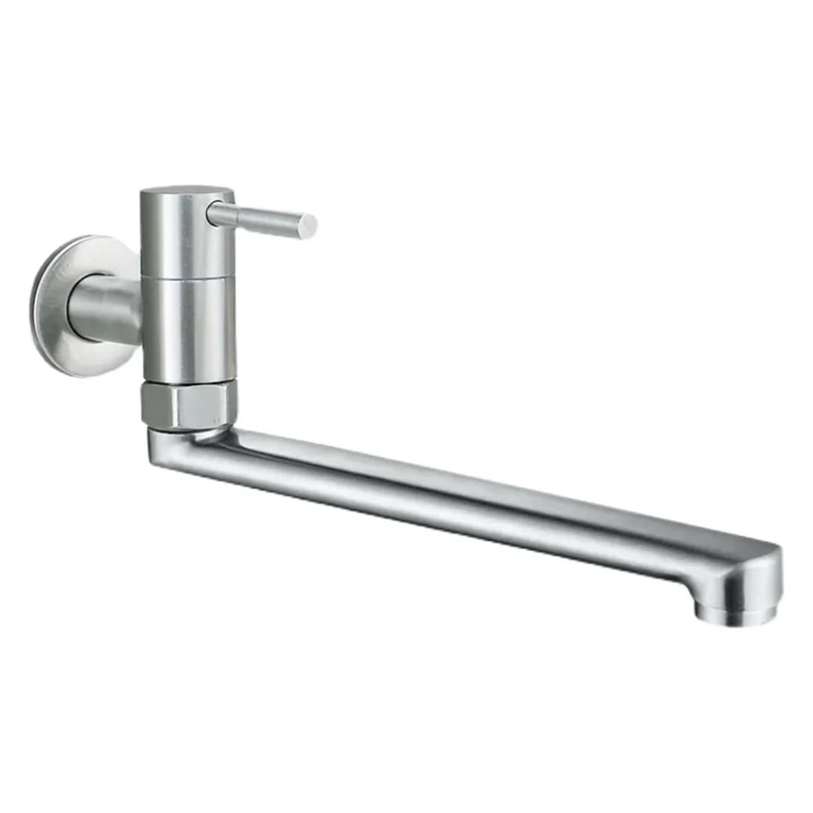 ZQFHSX Stainless Steel Kitchen Faucet, 180 ° Rotation, Lengthened Wall Mounted Sink Tap, Single Cold Water for Most Scenarios(25cm)