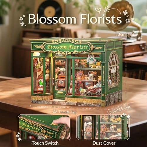 Image of CUTEBEE Book Nook Kit DIY Miniature Flower House Dollhouse for Adults | Booknook Tiny House Bookshelf Decor 3D Wooden Puzzle, DIY Craft Gifts for Family, Friends (Blossom Florists)