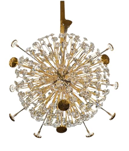 Image of DREAMY DESIGNS Modern Crystal Sphere /Sputnik Chandelier | Firework Glass Pendant Light, Big Size Jhumar, Gold Starburst Flower Ceiling for Living Room, Dining, Bedroom, Hall, Home Decor(Corona Shape)