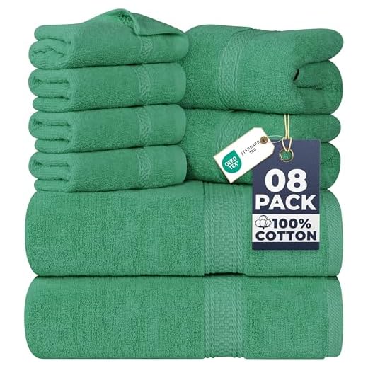 Utopia Towels 8-Piece Premium Towel Set, 2 Bath Towels, 2 Hand Towels, and 4 Wash Cloths, 600 GSM 100% Ring Spun Cotton Highly Absorbent Towels for Bathroom, Gym, Hotel, and Spa (Hunter Green)