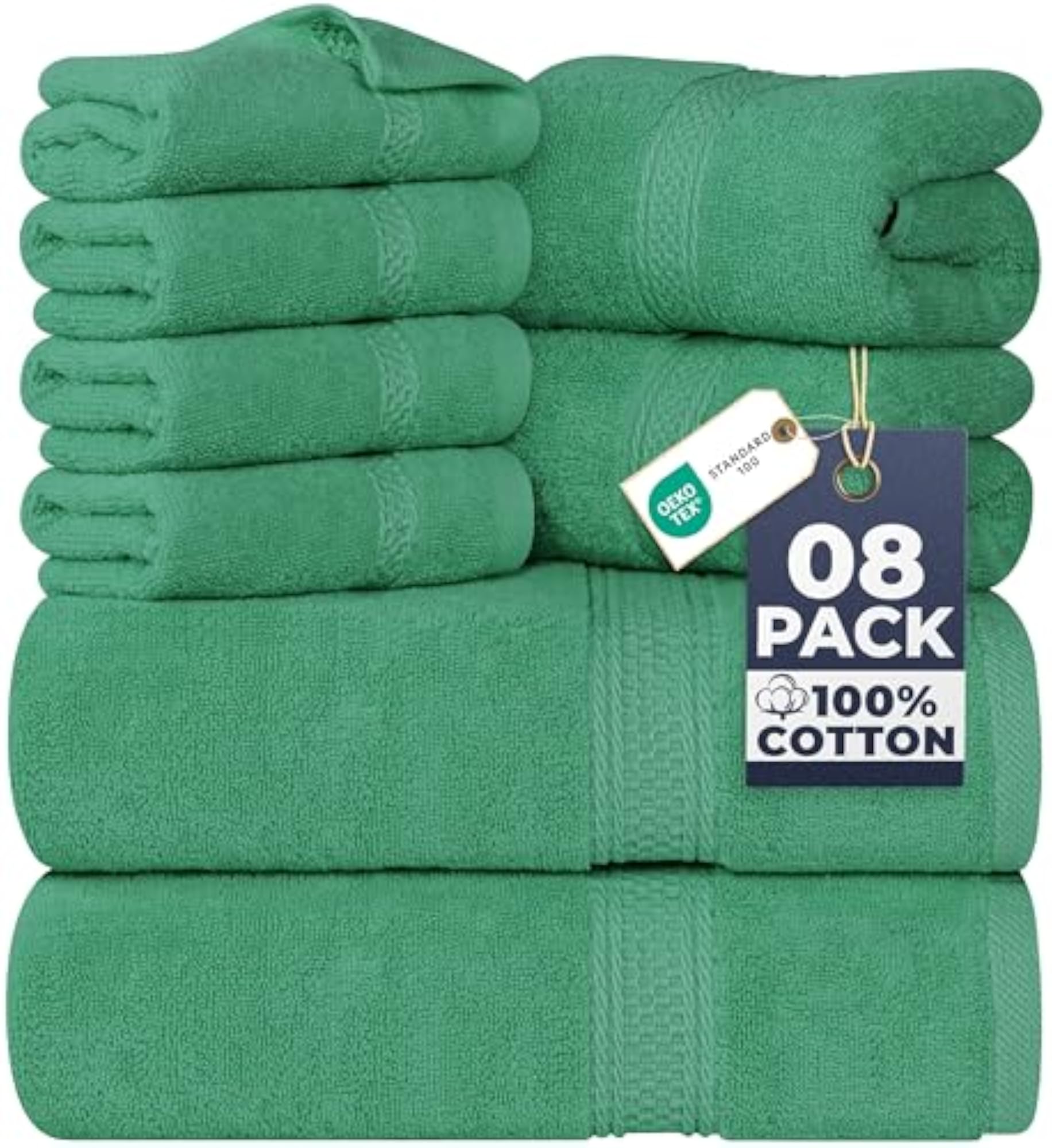 8-Piece Premium Towel Set, 600 GSM, White