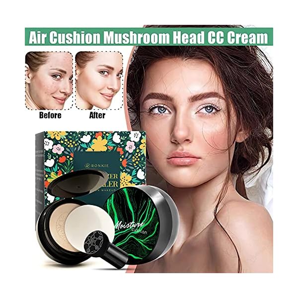 Mushroom-Head-FoundationAir-Cushion-CC-Cream-Moisturizing-Concealer-Bright-Makeup-Base-Long-Lasting-with-Mushroom-Makeup-Sponge-Easy-to-Apply-Mirror-inside-Package-may-vary RONKIE Mushroom Head Foundation,Air Cushion CC Cream, Moisturizing Concealer, Bright Makeup Base Long Lasting with Mushroom Makeup Sponge, Easy to Apply, Mirror inside, Package may vary