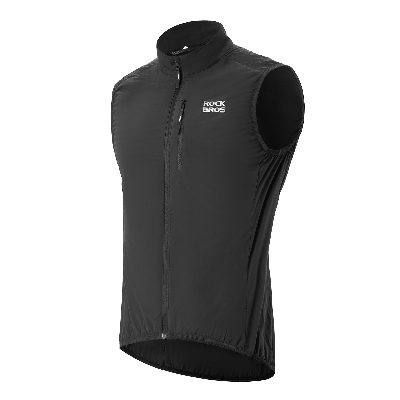 ROCKBROS Gilet Cyclisme Homme, Gilet Sans Manches Ultraléger avec Isolation Thermique 3M, Coupe-Vent Respirant Compact avec Détails Réfléchissants pour Route et VTT, Noir M-4XL