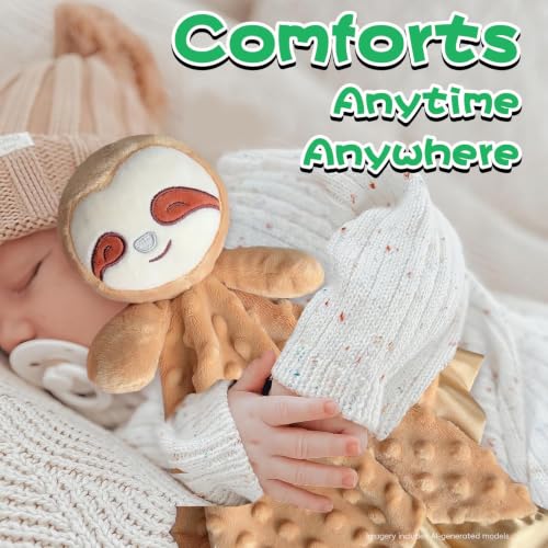 Image of Baby Security Blanket, Soft Baby Lovey Toy Blanket for Boys and Girls, Snuggle Toy Lovie Newborn Gift, Unisex Nursery Bed Blankets Sloth16 Inch