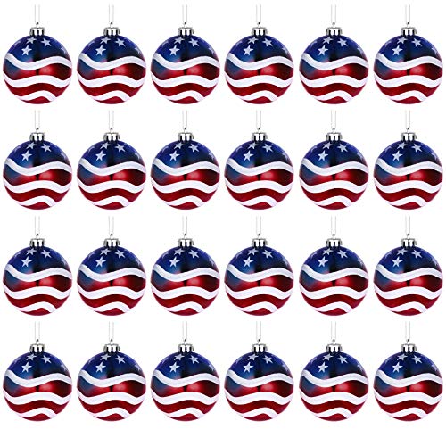 H&W 24Stück Weihnachtskugeln,Amerikanische Flagge...