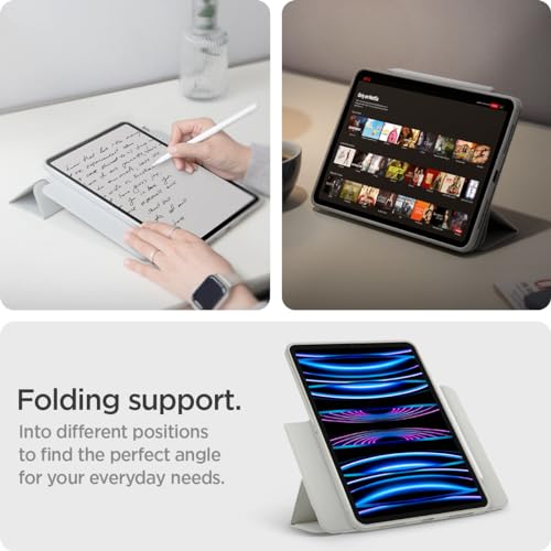 Spigen for iPad Pro 11 inch Case M2 4th Generation (2022) / 3rd (2021) / 2nd (2020) / 1st (2018), AirSkin Pro OneTap Detachable Magnetic Cover, Pencil Holder, Transparent Back with Magnet, Gray by Spigen - Image 5