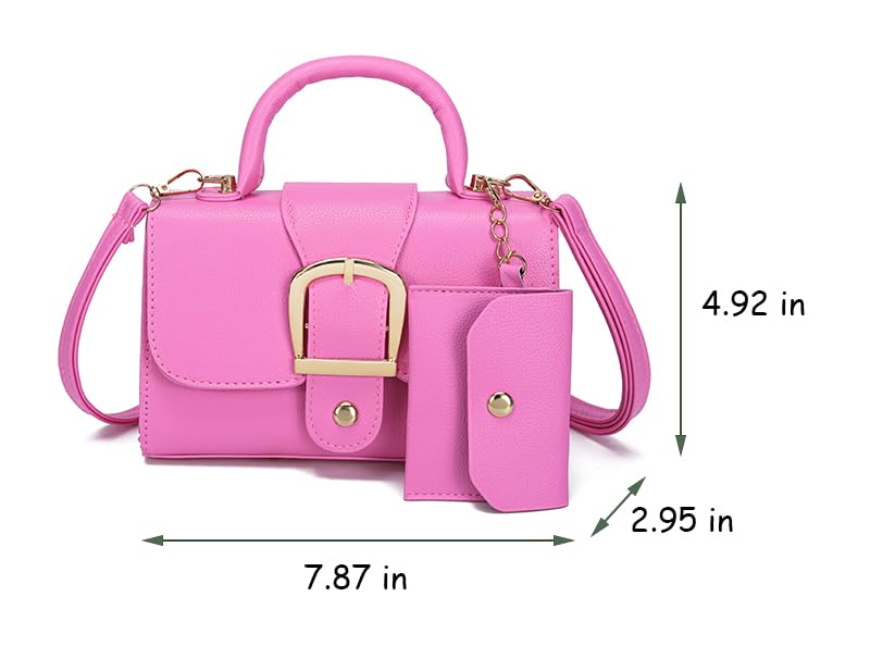 Image of Women Top Handle Clutch Handbag Cute Purse for Girls trendy Small Crossbody Bag Hot Pink