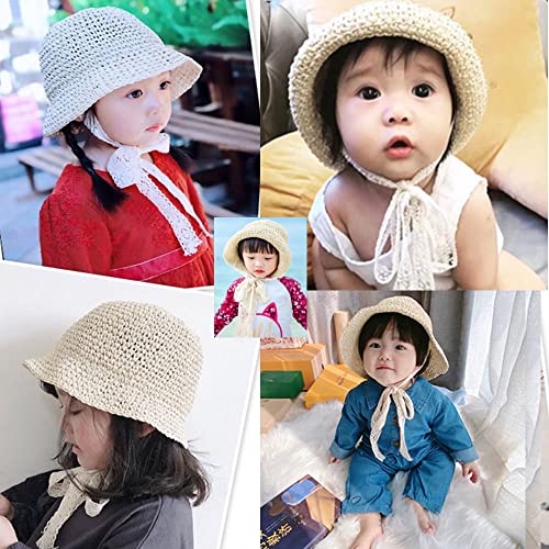 Baby Straw Hat Summer Toddler Beach Hat Kids Little Girls Straw Panama Sun Hat2