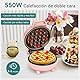SNAILAR Mini Waffeleisen Belgische Waffel Maschine Kleines Waffeleisen Klassische, für Kindergeburtstage, Familienfeiern, Ostern oder Weihnachten, Niedlich kompaktes Design, 550 Watt, Rosa