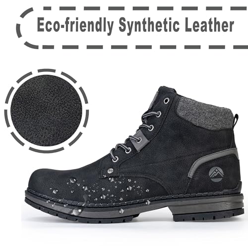 Image of CC-Los Men's Hiking Boots Casual Chukka Boots Water-Resistant Work Ankle Boots for Men Black Size 9.5