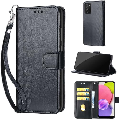 Étui portefeuille Galaxy A03s en cuir gaufré chic pour femme