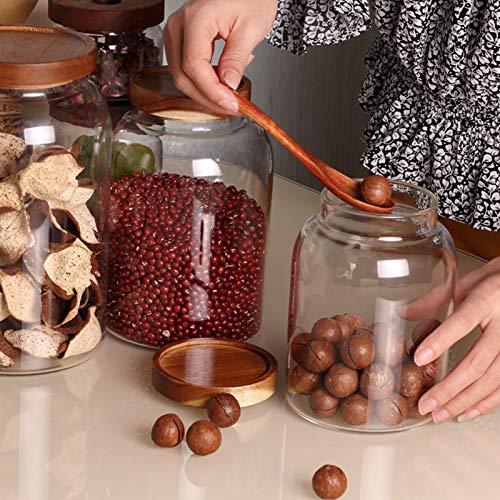 Bekith 2 Pack Large Glass Food Storage Container With Airtight Wooden Lid, 66 Fl Oz(1950Ml) Glass Food Canister For Kitchen And Pantry Organization, Cereal Dispenser Jars For Spaghetti Pasta, Tea, Coffee #TOP5