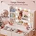 Furmax Vanity Desk with Mirror and LED Light Bulb, Small Makeup Vanity Table with Drawers, Dressing Table with Power Outlet and Hair Drayer Holder for Bedroom (White & Gold)