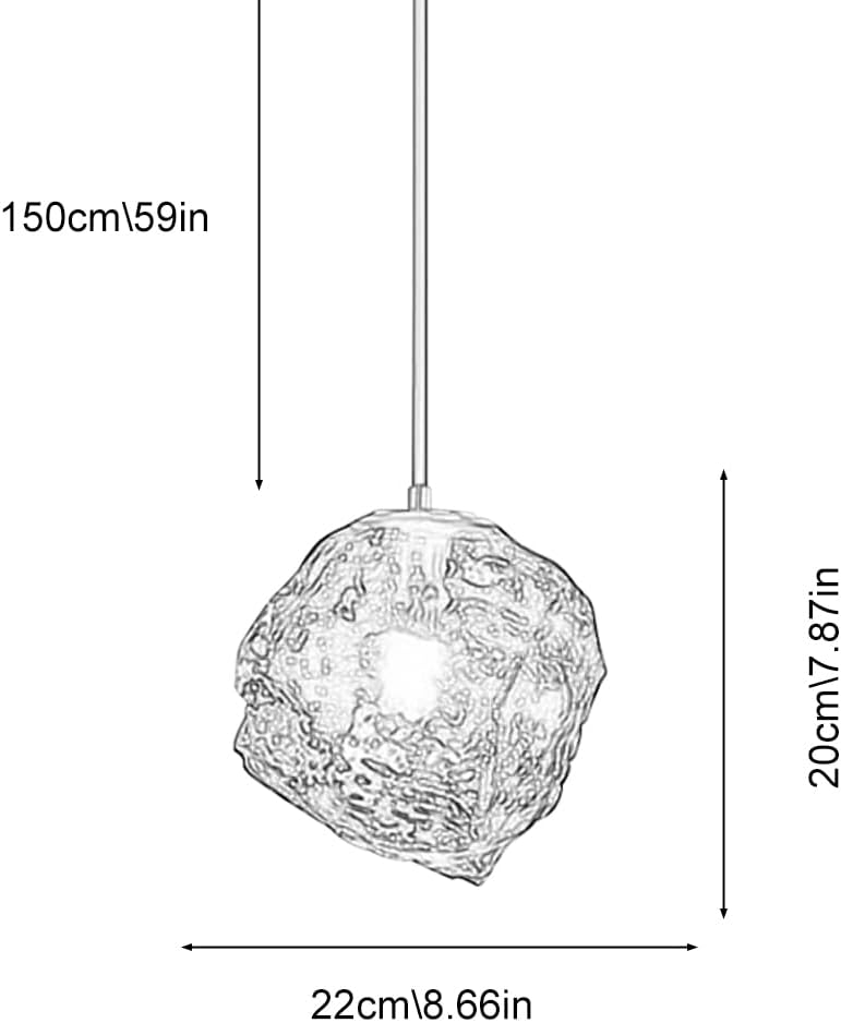 Glass Light Nordic Hanging Ceiling Lamp Single Kitchen Island Lighting Fixture Geometric Suspended Lights G9 Small Chandeliers for Bedroom Dining Table Lamps/Clear/Dia15Cm