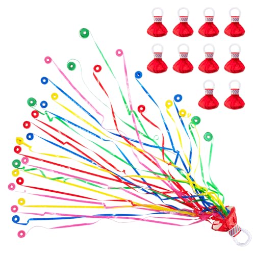 Image of Plastic Confetti Poppers No Mess Hand Thrown Streamers for Wedding Birthday Party Celebrations (Colorful, 10 Pack)
