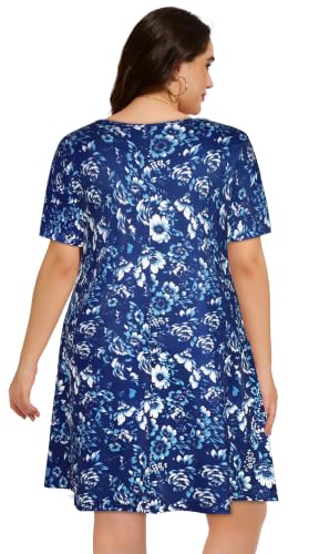 Image of elescat Plus Size Summer Dresses for Women Casual Short Sleeve Pockets Loose Oversized T Shirt Sundress 2026