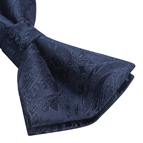 Image of HISDERN Bow Ties for Men Pretied Bow Tie Set Paisley Classic Bowties and Pocket Square Cufflinks Set for Wedding Party