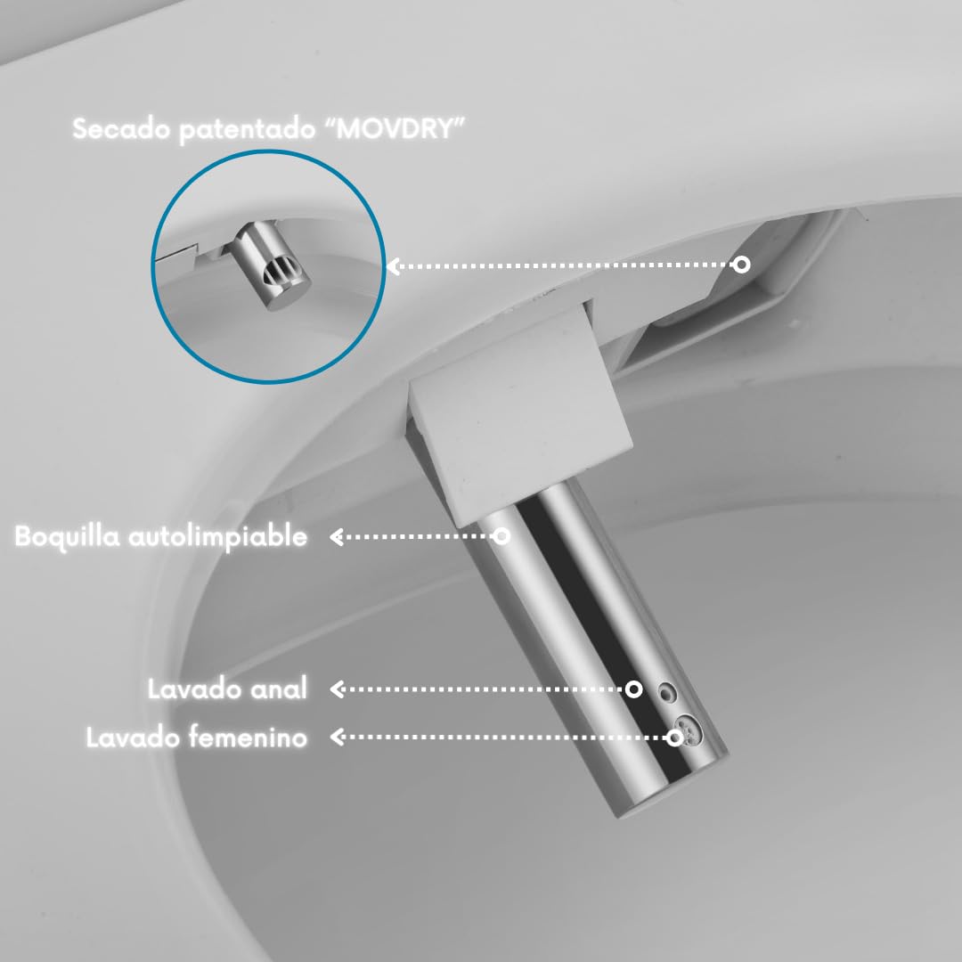 Nashi Aldara iPlus 5 - Inodoro Inteligente estilo japones | wc con App móvil y mando tapa automática, calefactable, chorrito y secado | Salida dual suelo o pared