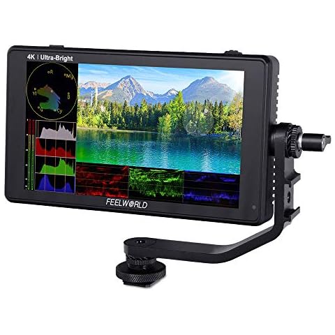 FEELWORLD LUT6S 6 Inch 2600nits HDR/3D LUT Touch Screen DSLR Camera Field Monitor with Waveform VectorScope Histogram 3G-SDI 4K HDMI Input Output 1920X1080 IPS Panel Cover