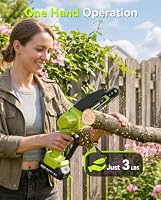 Supstable Mini-Kettensäge 15,2 cm (6 Zoll), Akku-Elektro-Kettensäge mit Zusatzgriff & Schutzvorrichtung, kleine akkubetriebene Kettensäge mit 2 Akkus & Öler für Frauen Senioren Garten Beschneidung – Ansicht 3