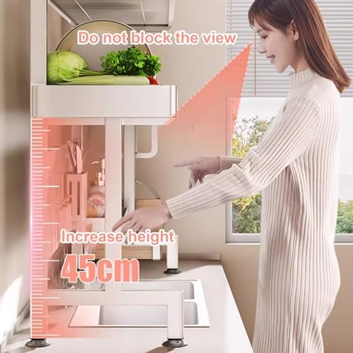 シンクの排水口の上に吊り下げバスケットが付いた調節可能な大型食器ラック。省スペースのキッチン。効率的な乾燥のための耐久性と機能性に優