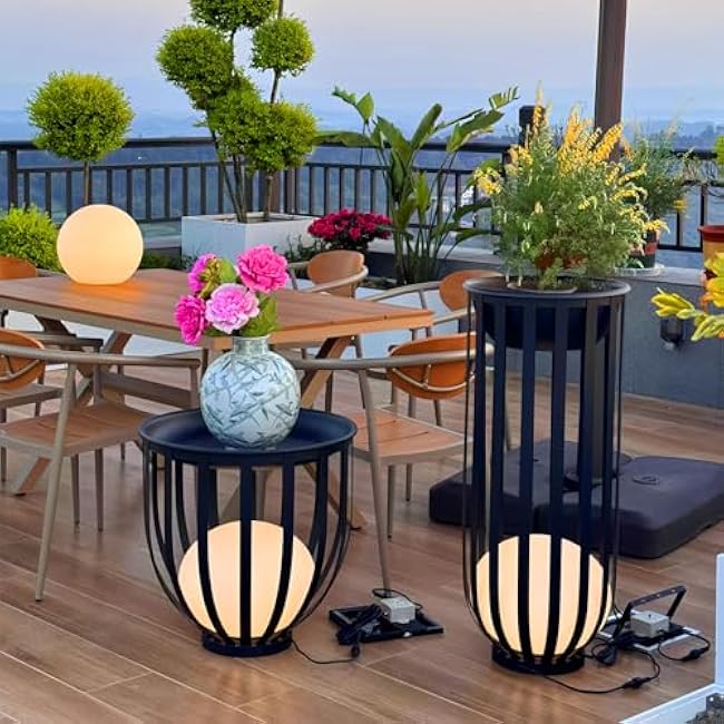 Solar LED Garden Lights (3 Lighting Modes) - IP65 Waterproof, 12H Runtime, Stainless Steel Pathway Lamp 3000K for Yard/Patio, Plant Stand & Landscape (21.3 x 21.7)