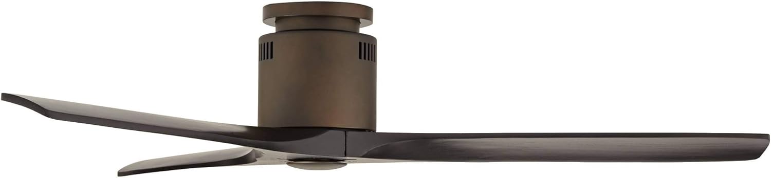 Casa Vieja 52" Windspun Rustic Farmhouse 3 Blade Indoor Hugger Ceiling Fan with Remote Control Oil Rubbed Bronze Matte Black Wood for Living Kitchen House Bedroom Family Dining Room Office