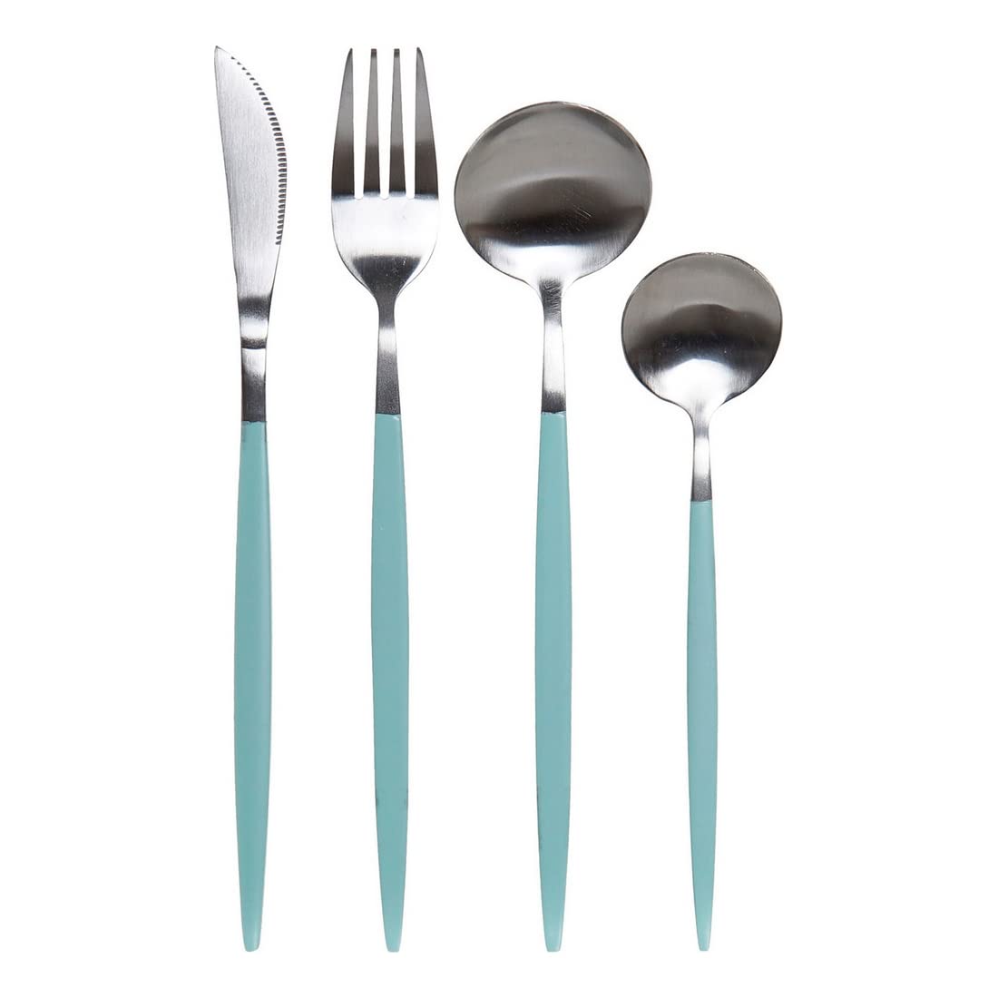 Juego de Cubiertos DKD Home Decor 1,5 x 1 x 22,3 cm Plateado Acero Inoxidable Verde (16 Piezas) (16 pcs)