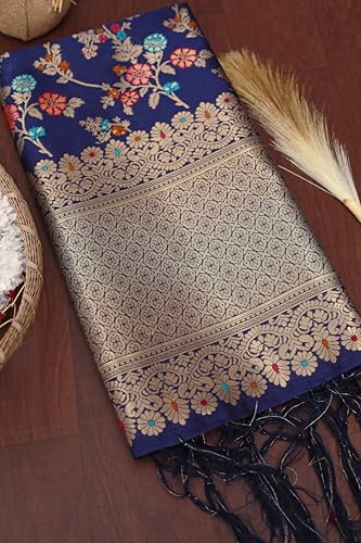 Image of DEVANGI Women's Woven Banarasi Silk Dupatta /Chunni For Women, Floral Print 1 Meter Wide and 2.3 Meter Length Printed Designer Dupatta /Chunni For Girls